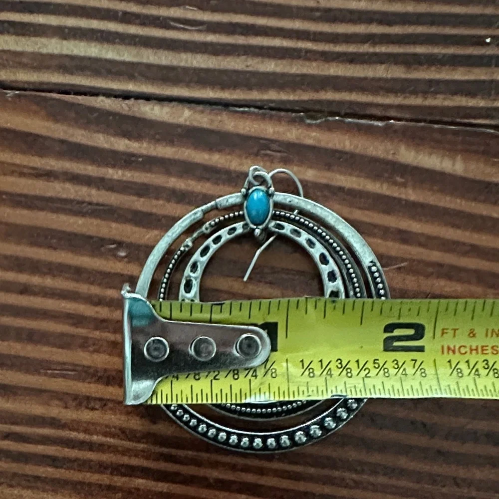 Premier Designs Southwestern Boho Silver Triple Hoop Pierced Earrings